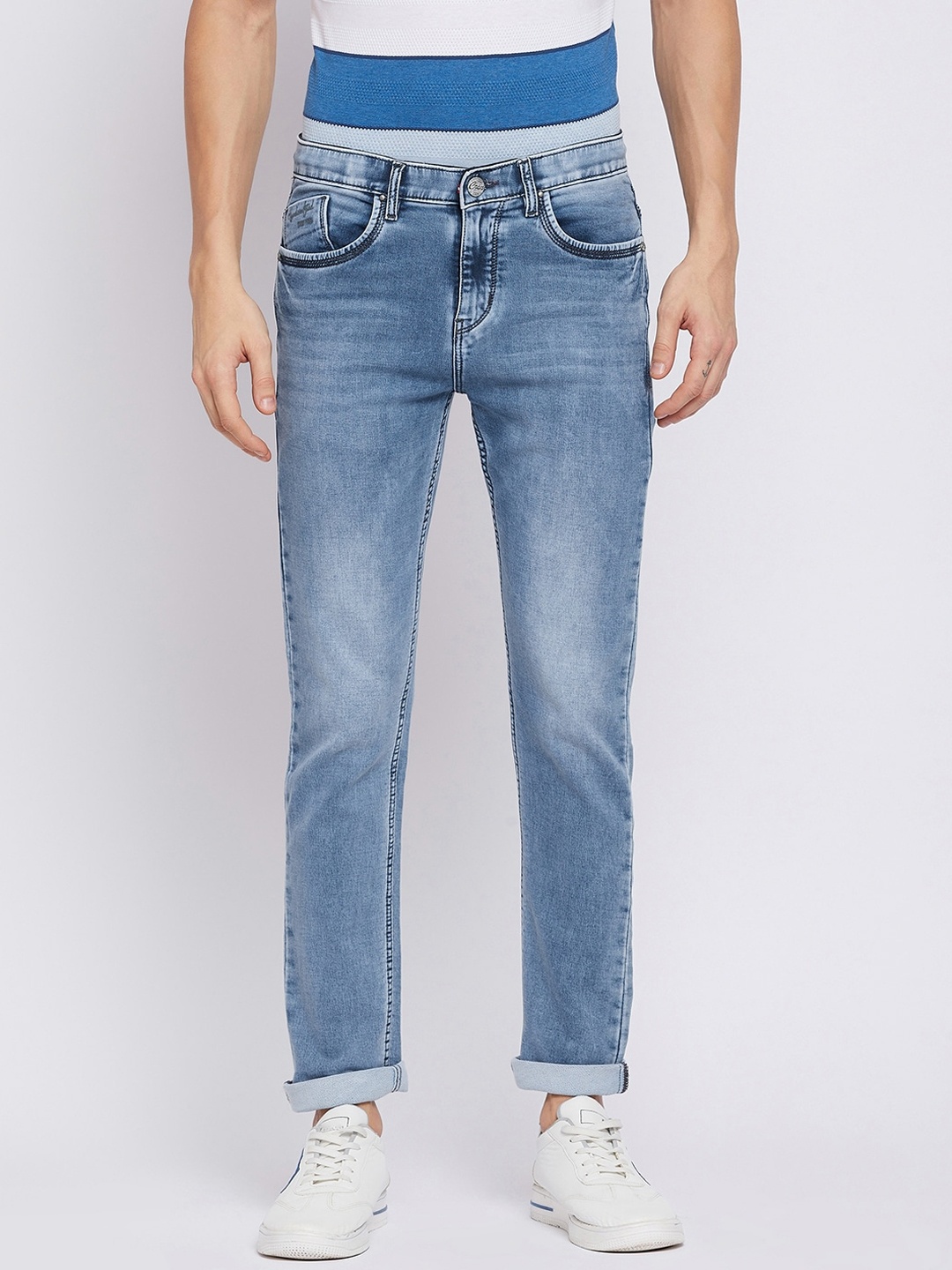 

Crimsoune Club Men Blue Slim Fit Heavy Fade Stretchable Jeans