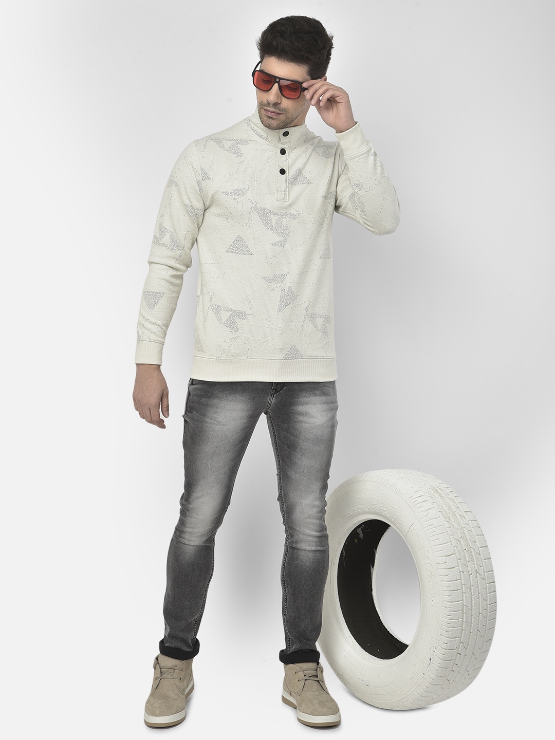 

Crimsoune Club Men Grey Printed Sweatshirt