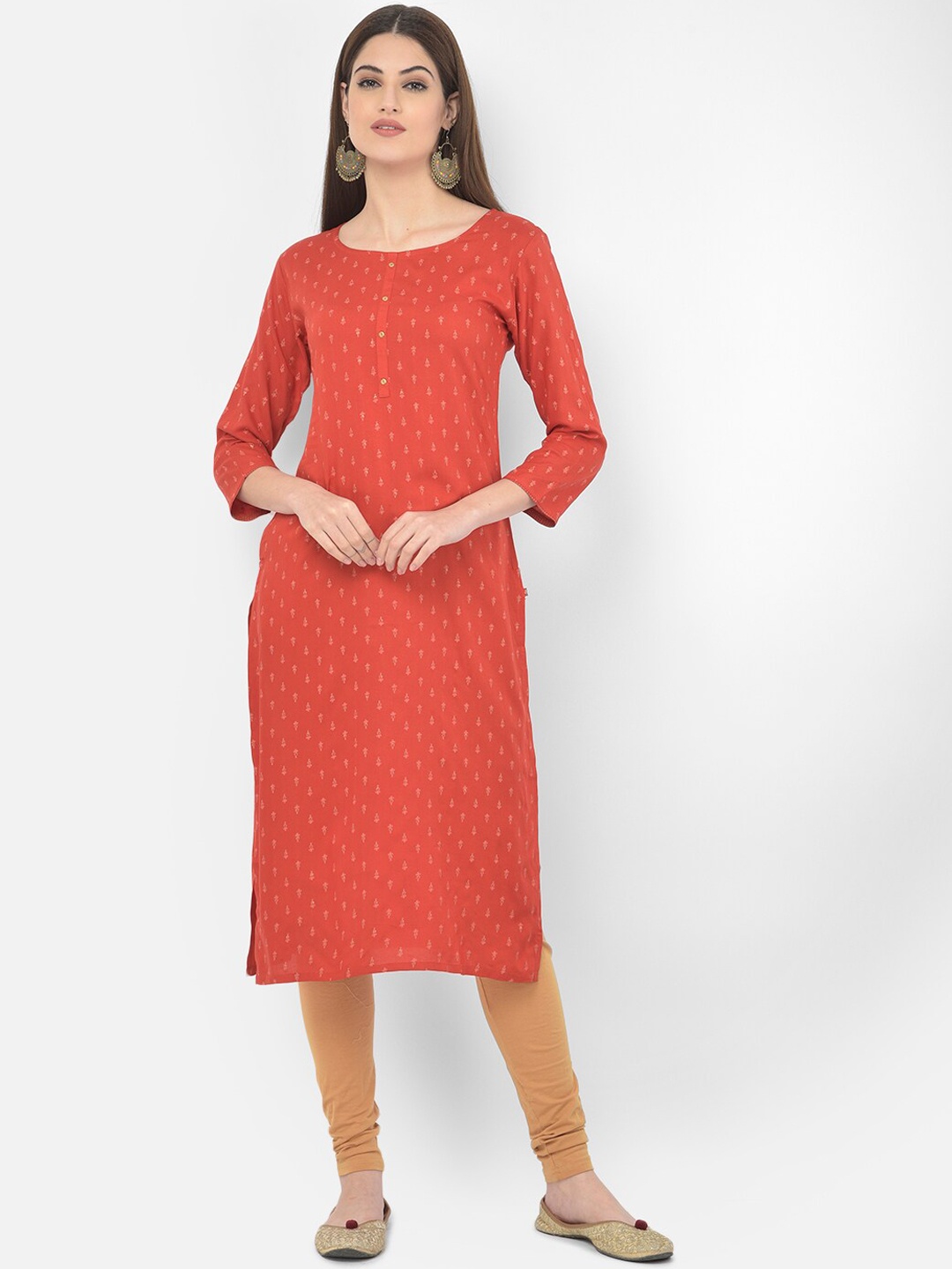 

Span Women Rust Ethnic Motifs Kurta