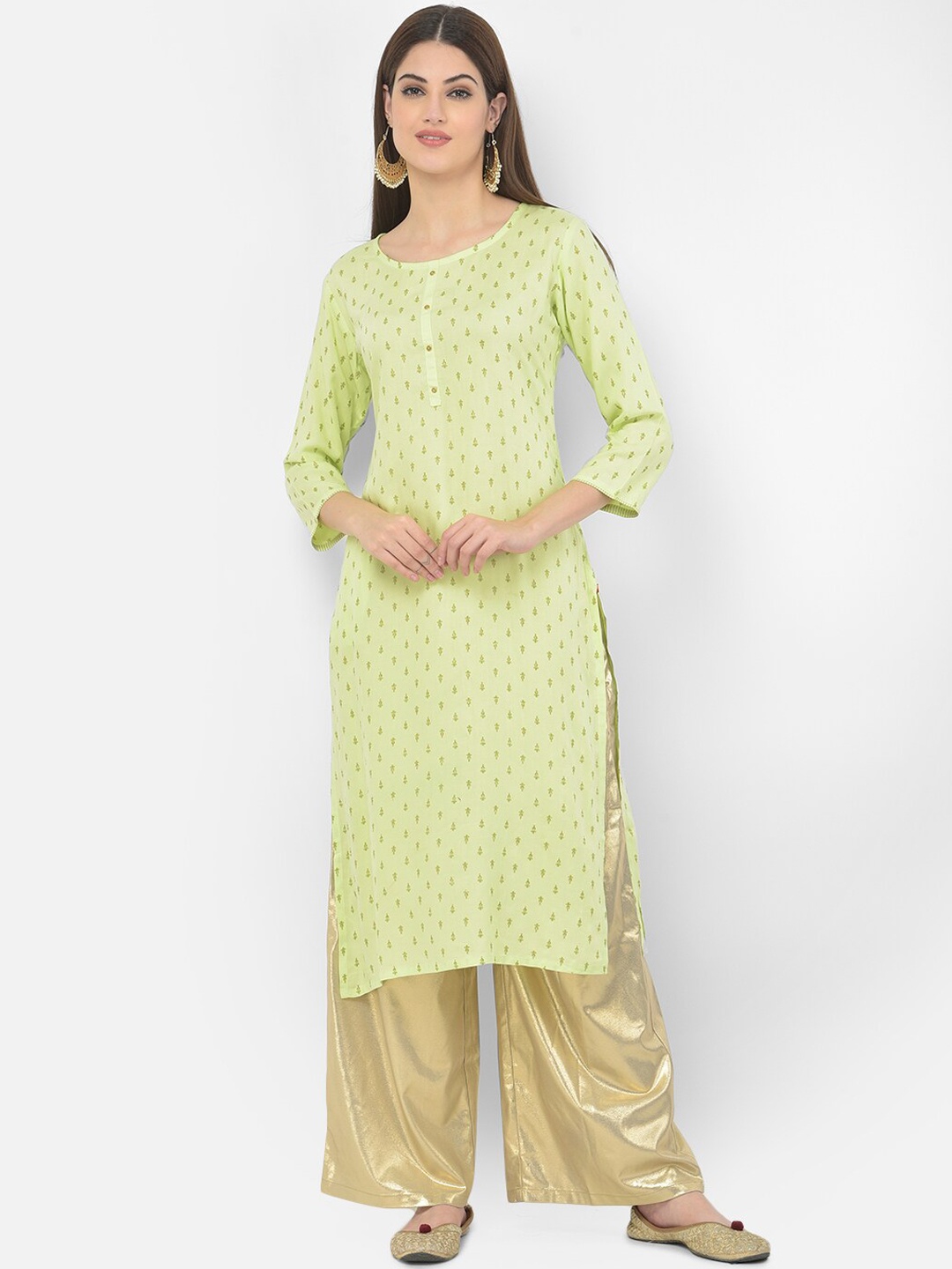 

Span Women Green Ethnic Motifs Printed Kurta