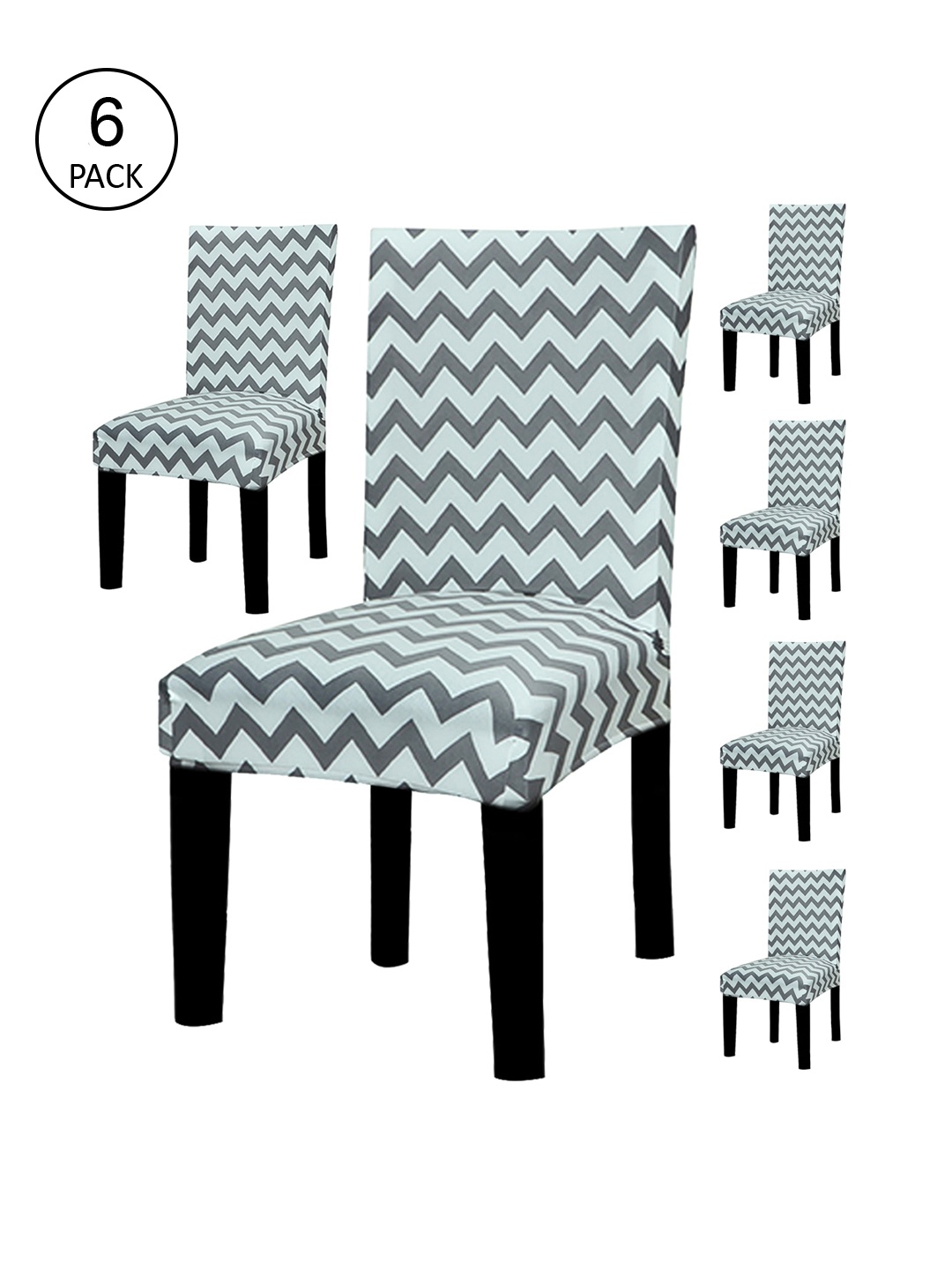 

HOUSE OF QUIRK Set Of 6 Grey & White Printed Chair Cover