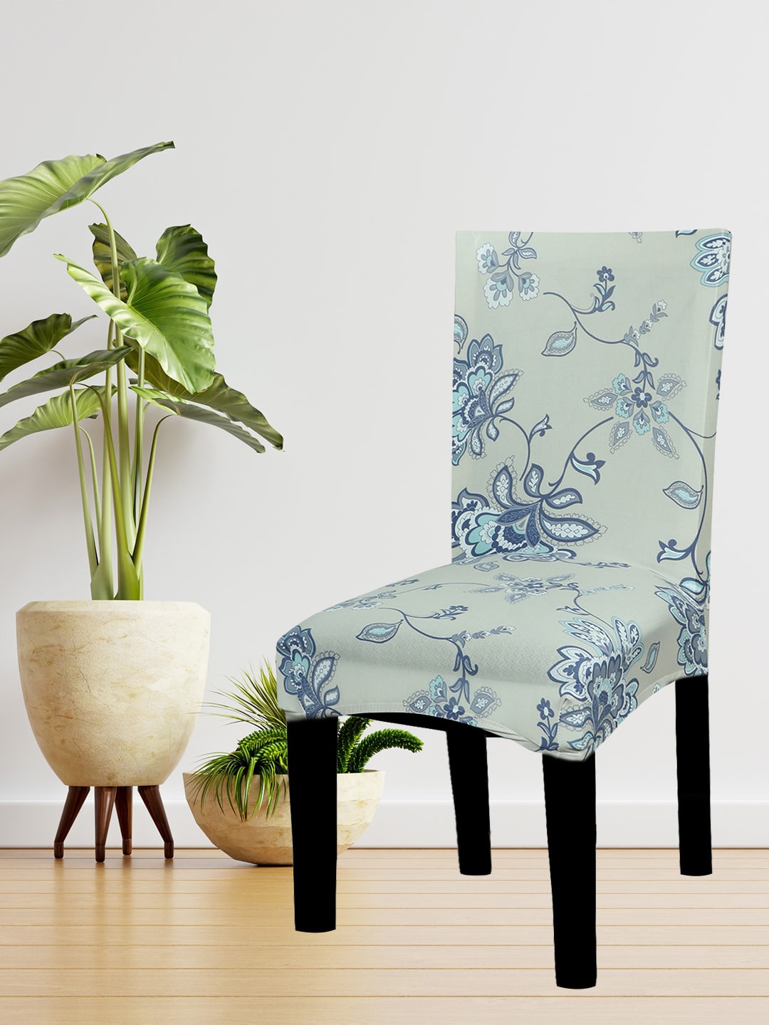 

HOUSE OF QUIRK Blue & Grey Printed Chair Cover