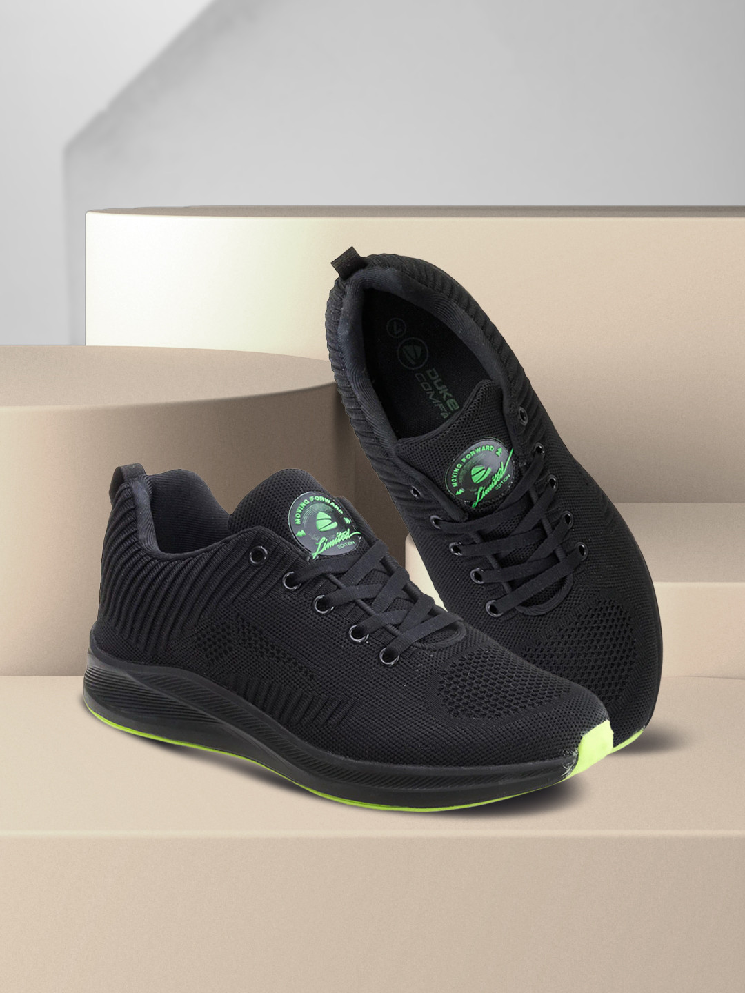

Duke Men Black Textile Running Shoes