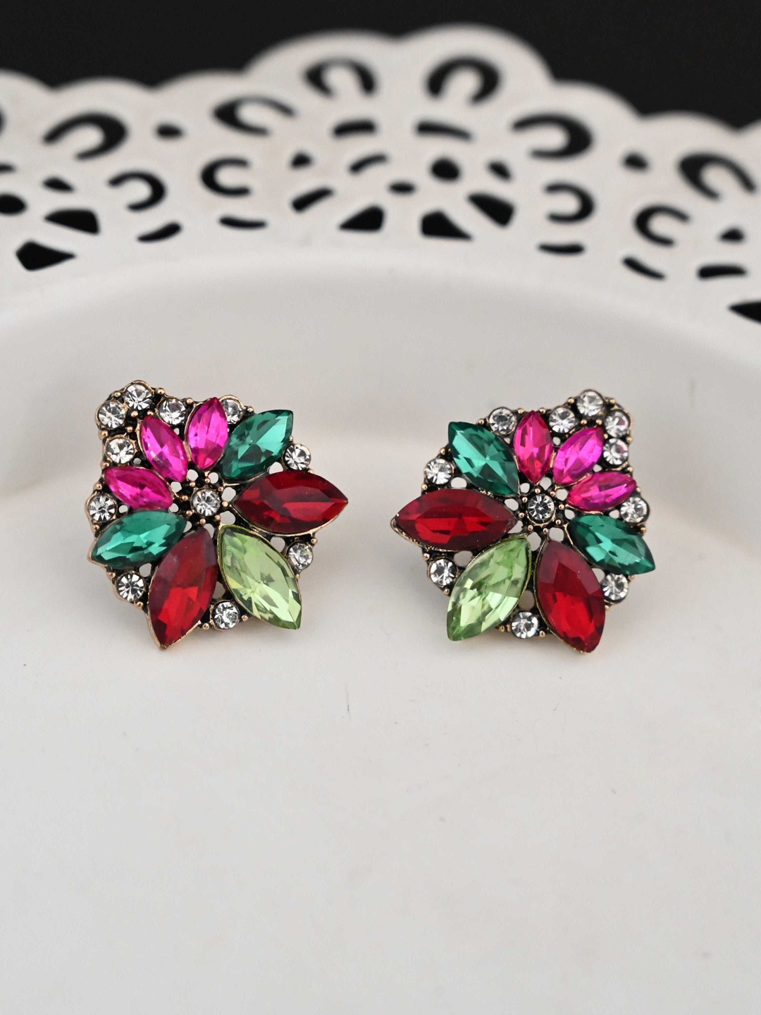 

justpeachy Woman Multicoloured Stone Studded Earring, Multi
