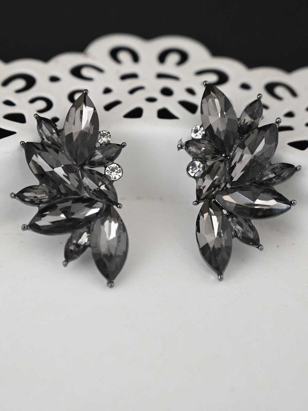 

justpeachy Grey Contemporary Studs Earrings