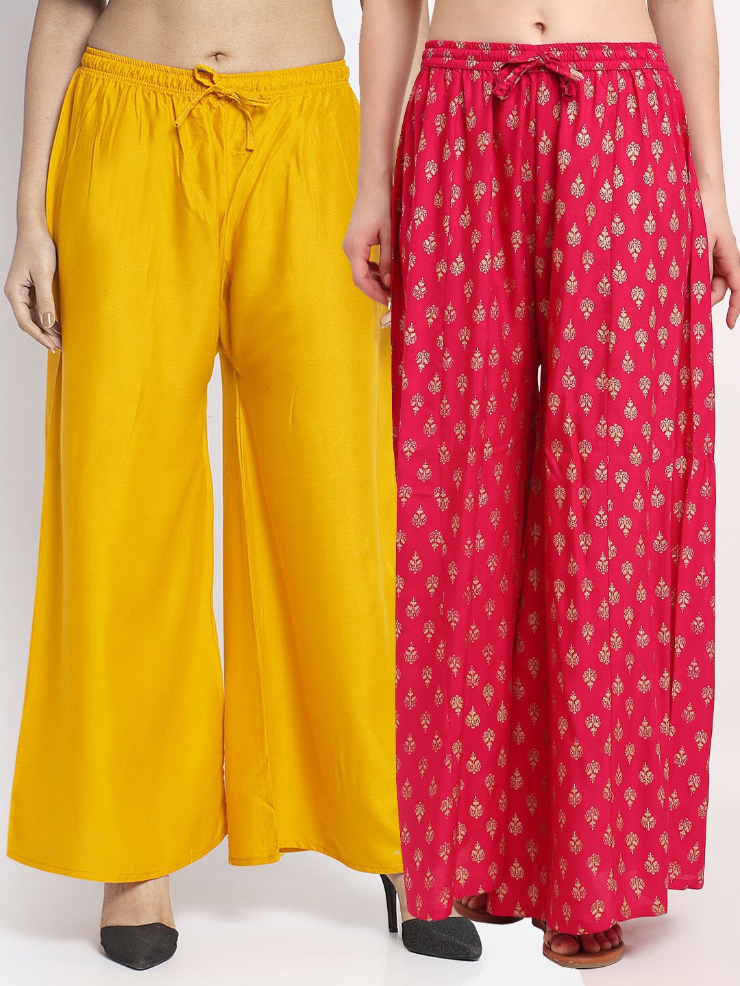 

GRACIT Women Yellow & Magenta Set Of 2 Printed Palazzos