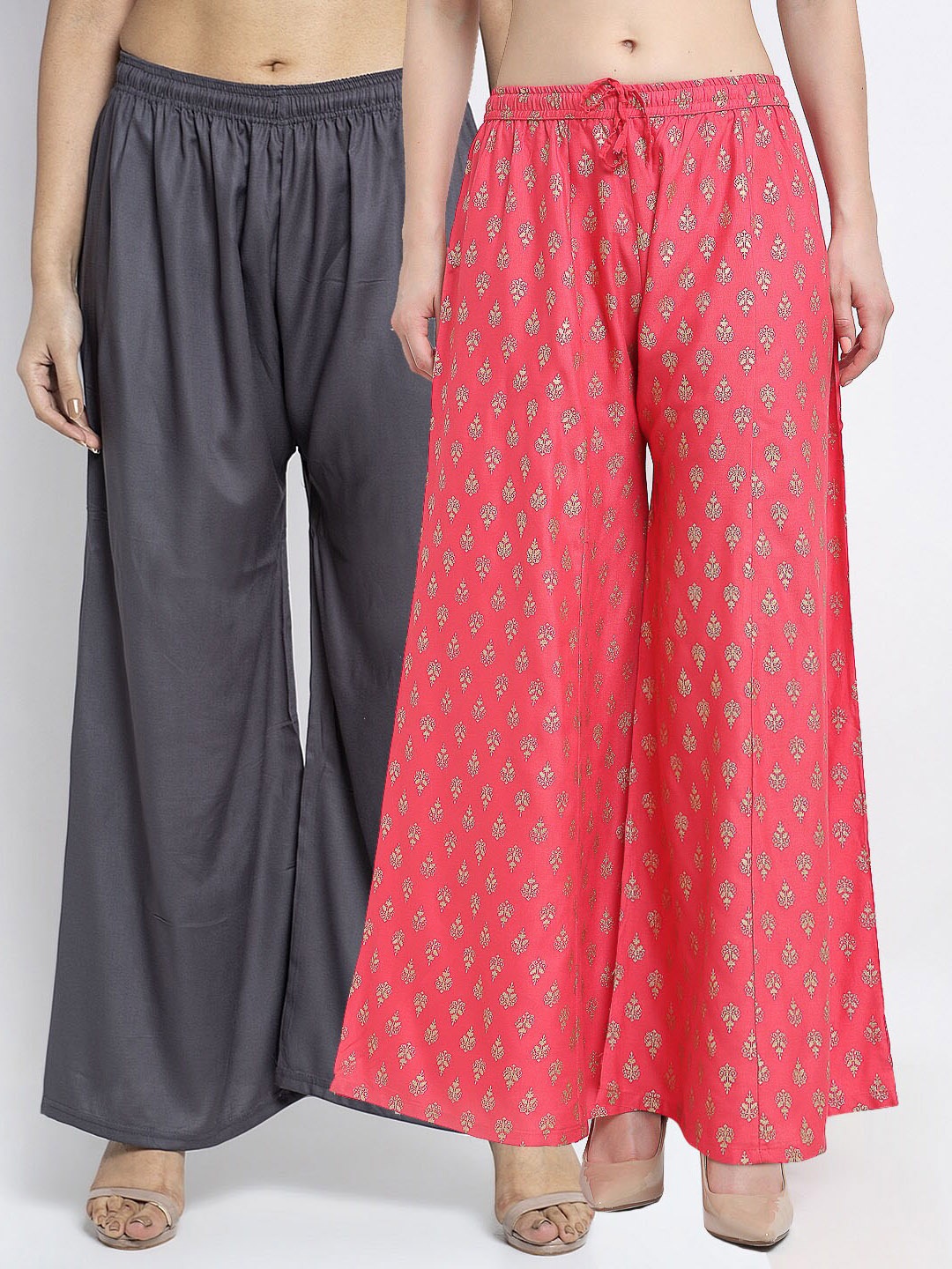 

GRACIT Women Black & Red 2 Flared Knitted Ethnic Palazzos