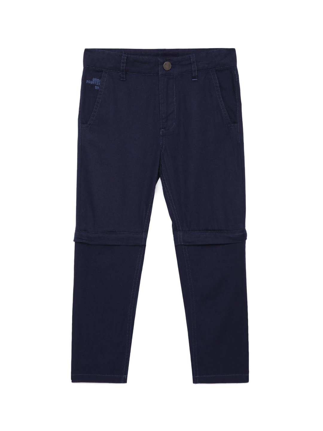 

UNDER FOURTEEN ONLY Boys Navy Blue Slim Fit Trousers
