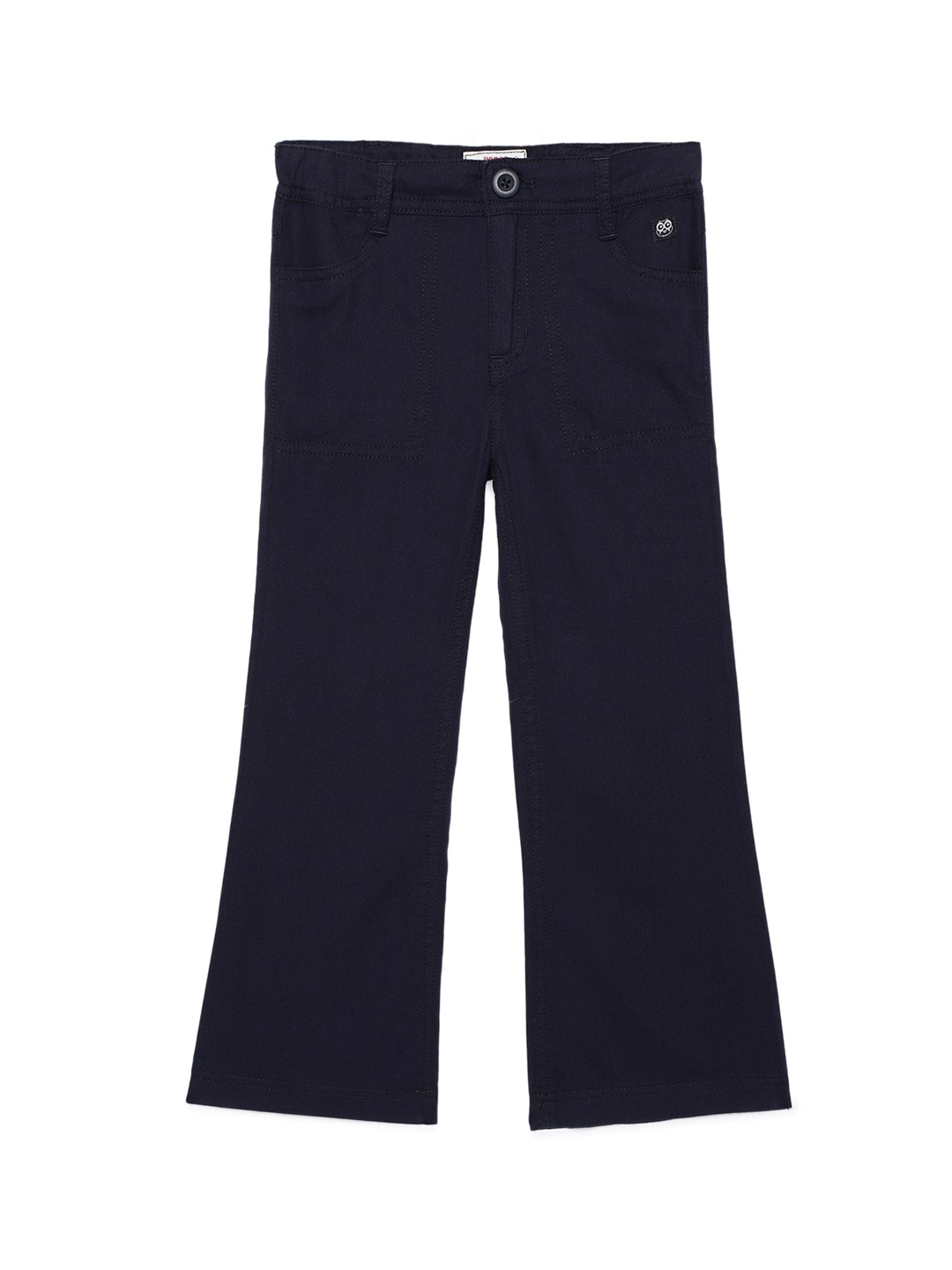 

UNDER FOURTEEN ONLY Girls Navy Blue Cotton Flared Trousers