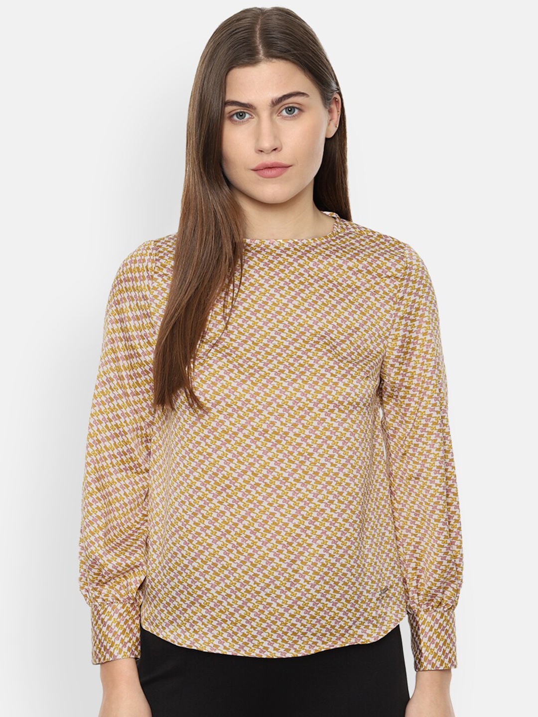 

Van Heusen Woman Khaki Print Top