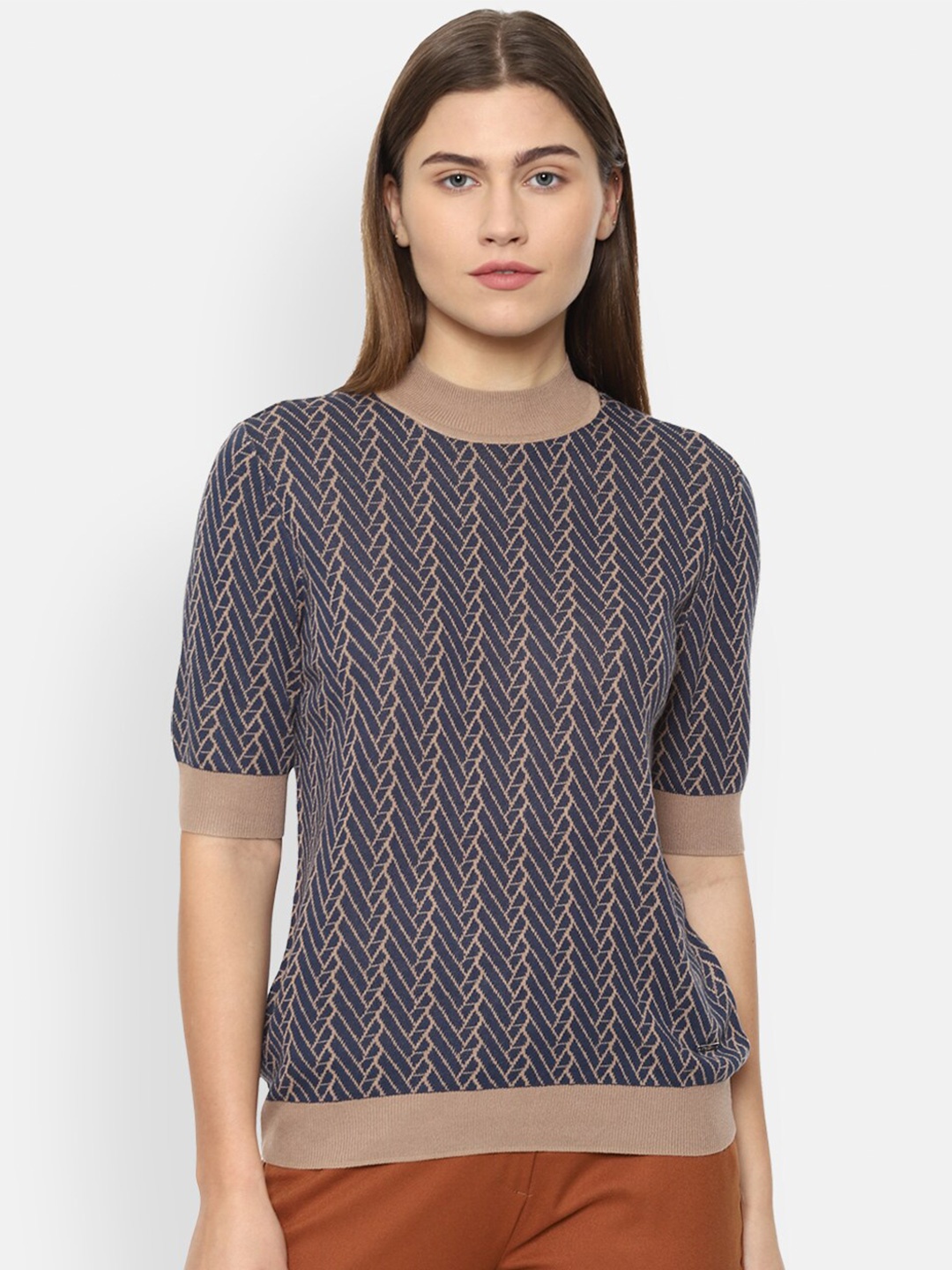 

Van Heusen Woman Navy Blue Geometric Print Top