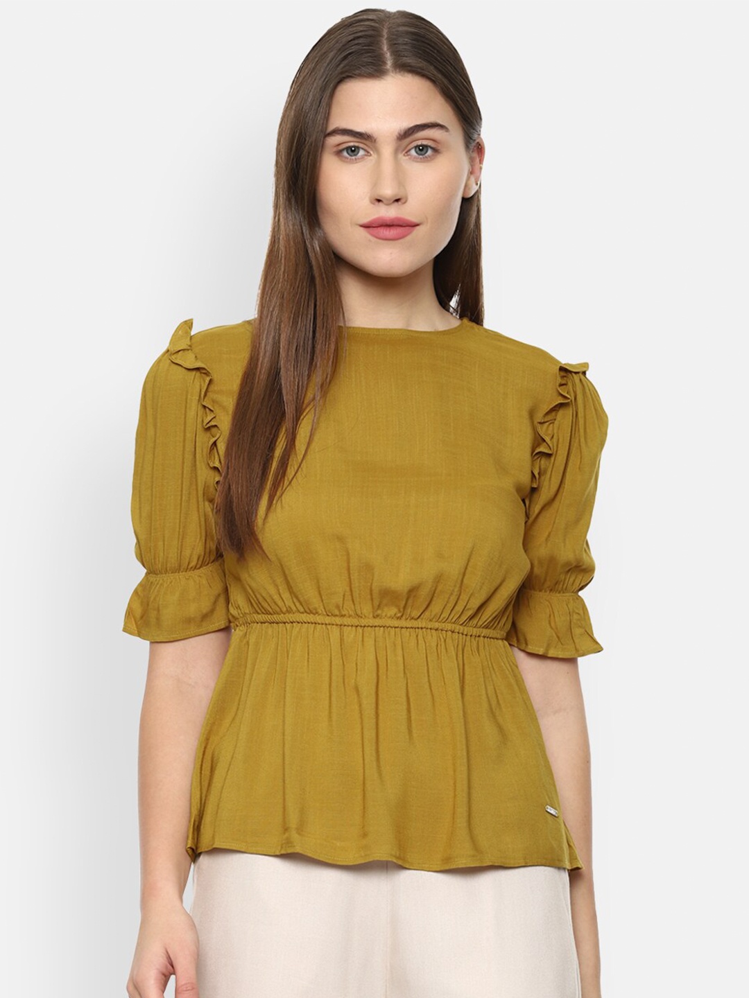 

Van Heusen Woman Yellow Cinched Waist Top