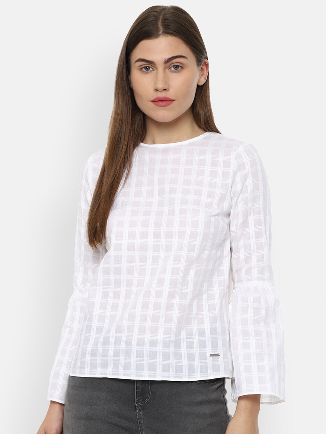 

Van Heusen Woman White Checked Top