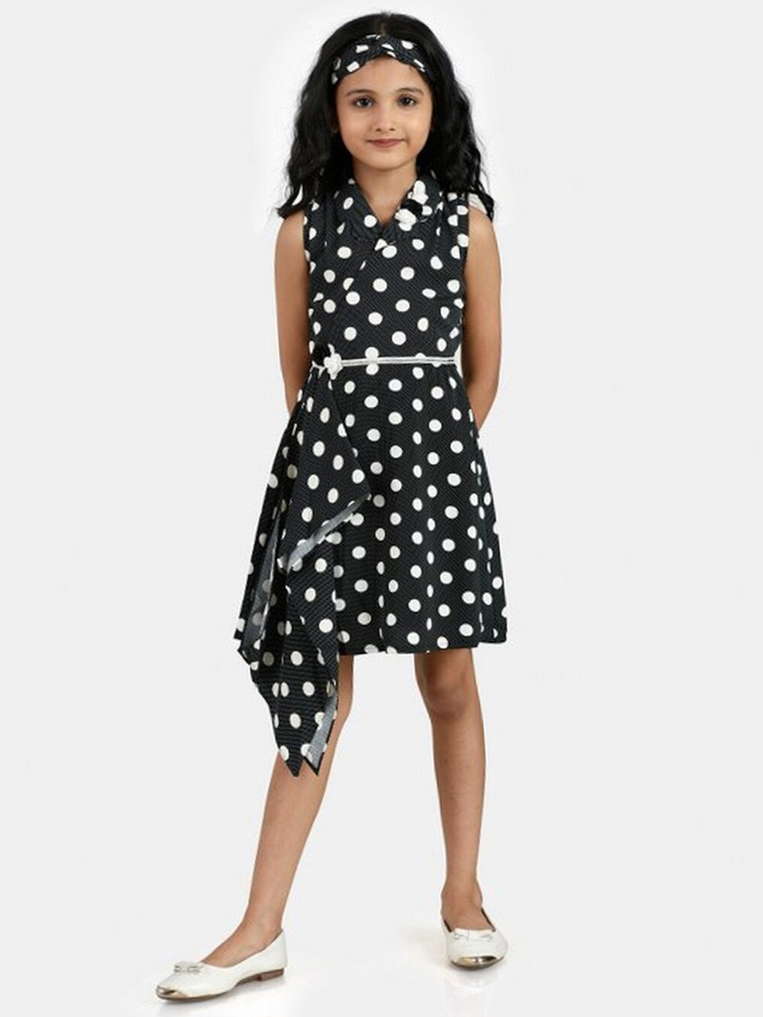 

Peppermint Black & White Printed Chiffon A-Line Dress