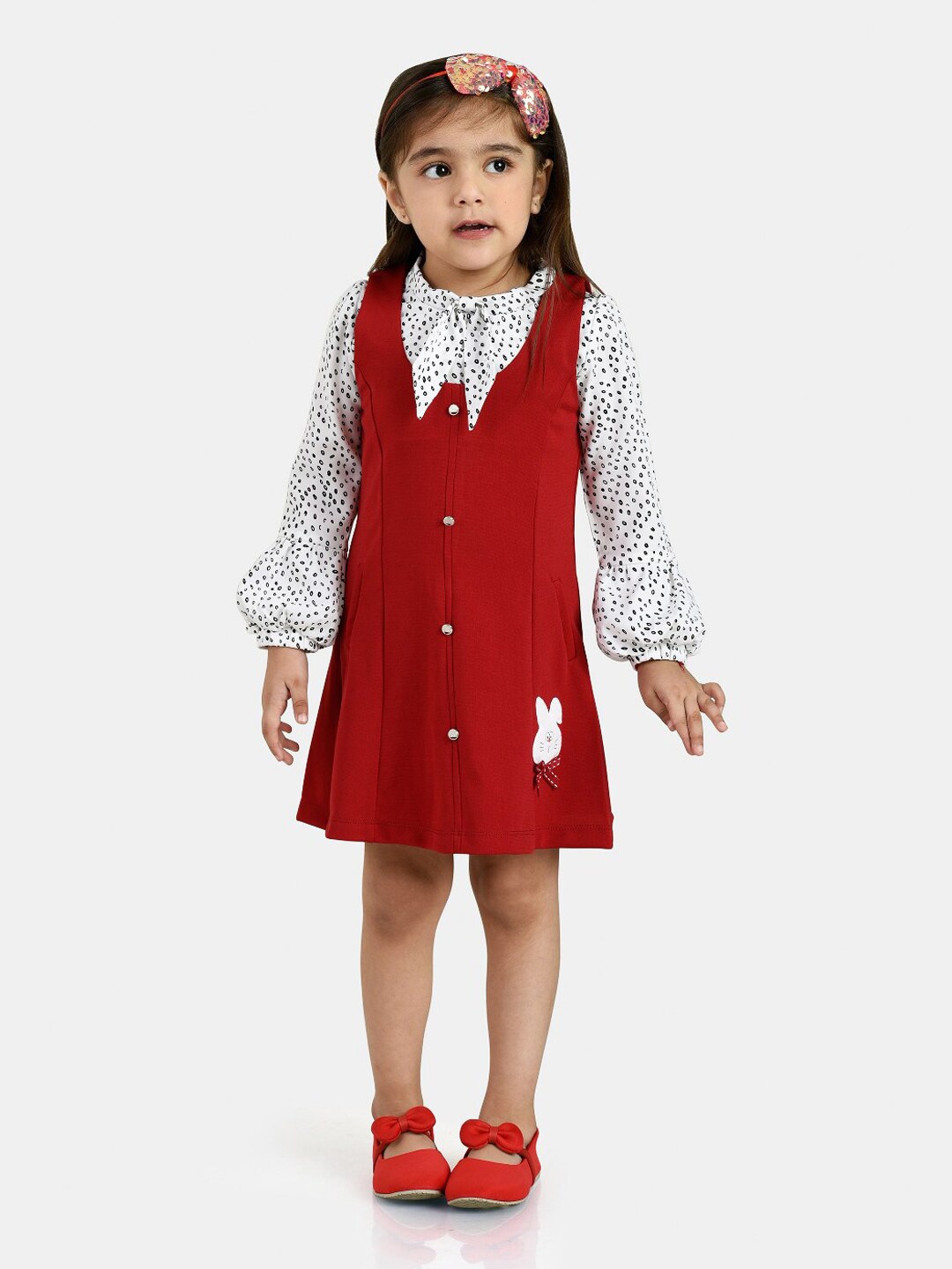 

Peppermint Maroon Pinafore Dress