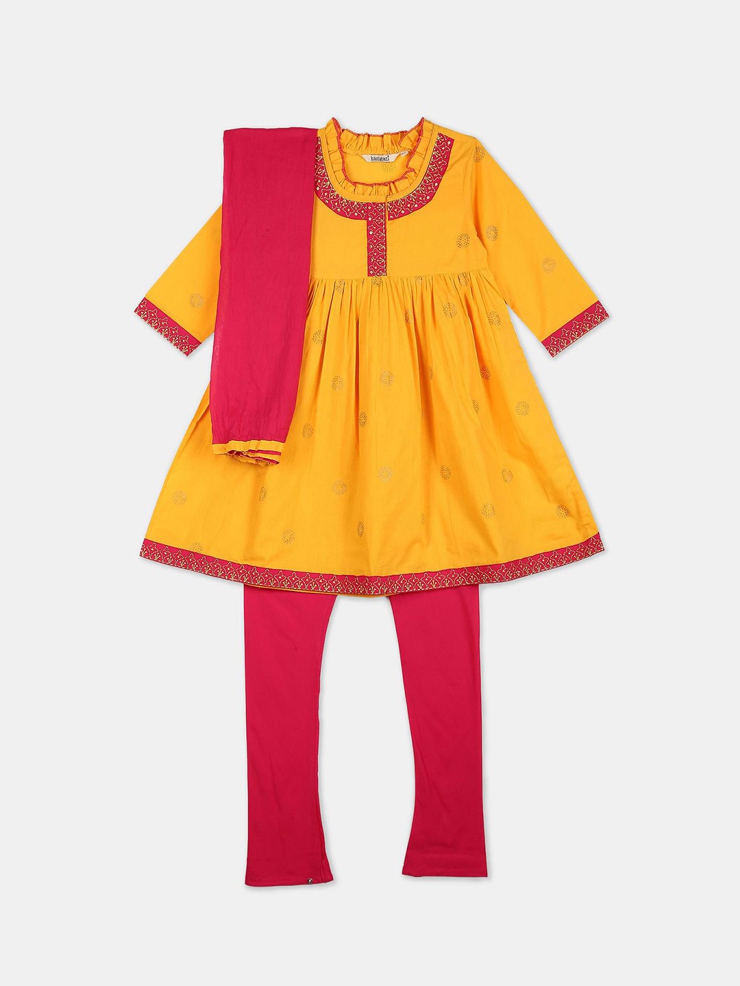 

Karigari Girls Yellow & Red Solid Leggings