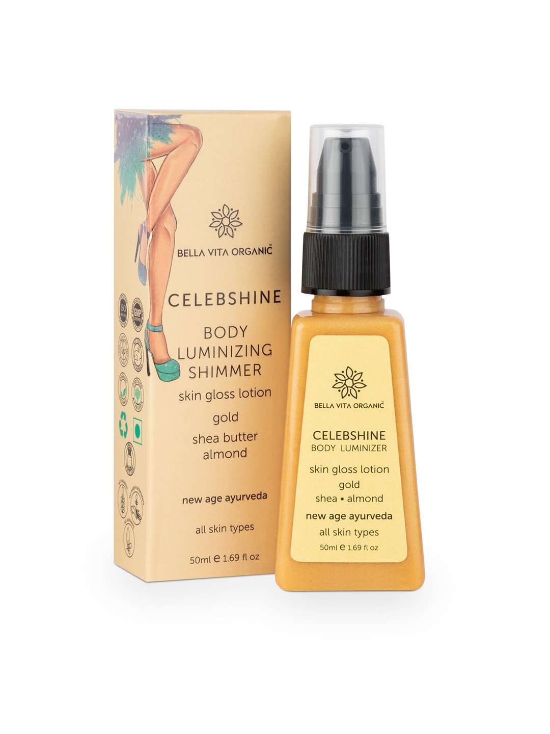 

Bella Vita Organic Gold Shade Celeb Shine Body Shimmer Gloss Lotion 50 ml