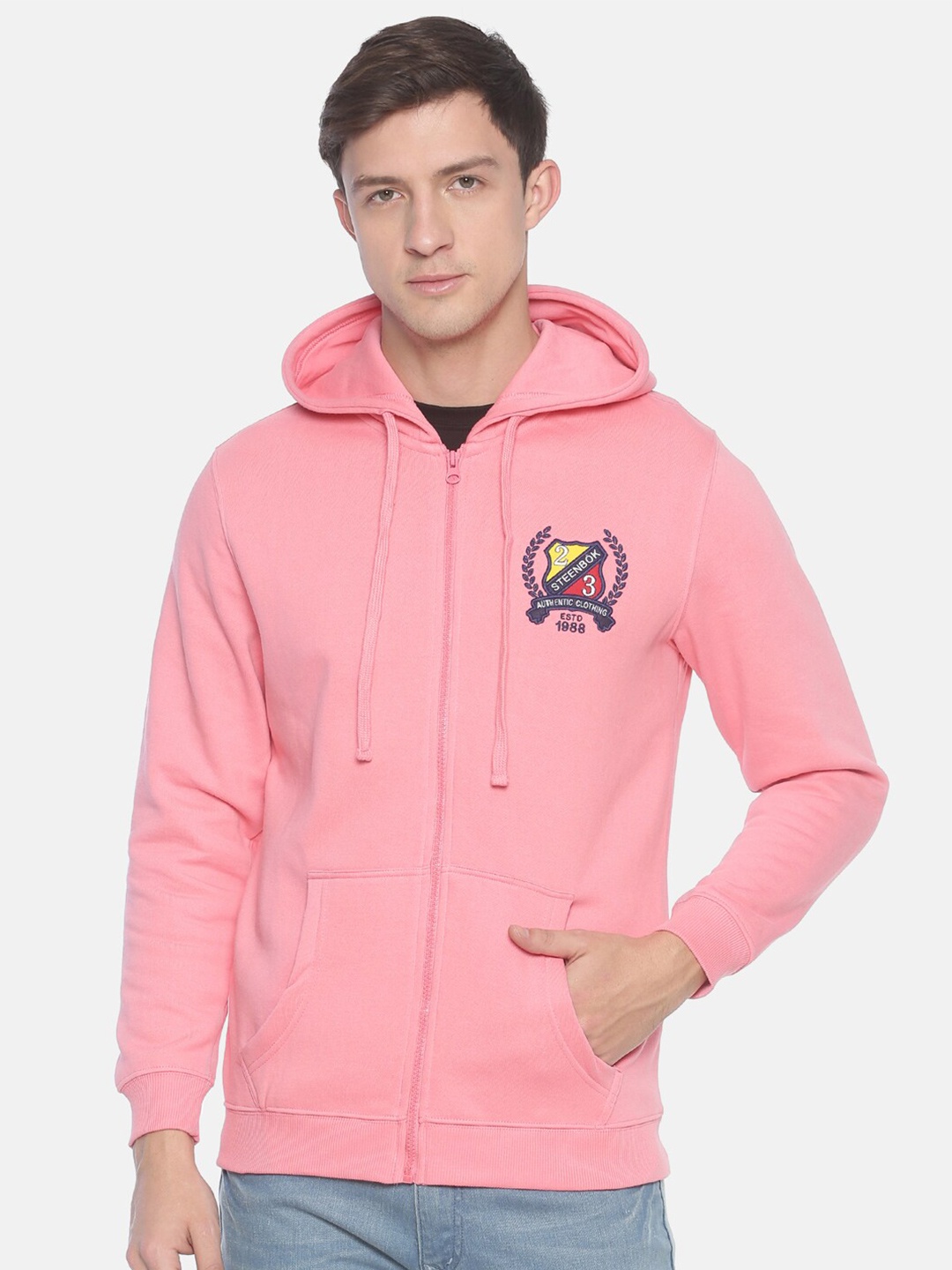 

Steenbok Men Pink Hooded Sweatshirt