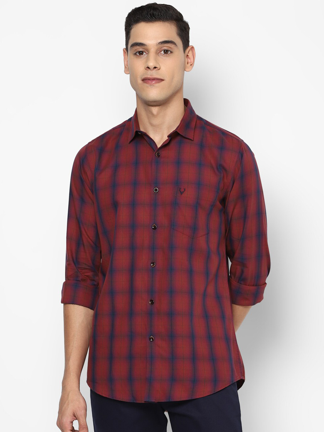 

Allen Solly Men Maroon Slim Fit Opaque Checked Casual Shirt
