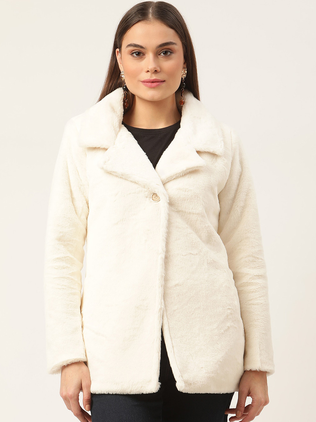 

ZOELLA Women White Solid Casual Overcoat