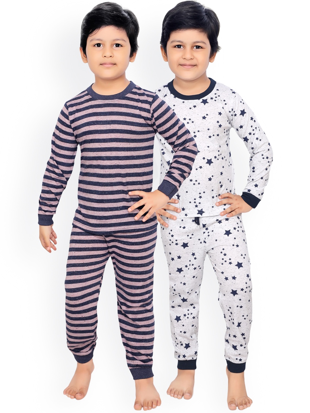 

RIKIDOOS Boys Blue & Grey Pack of 2 Printed Night suit