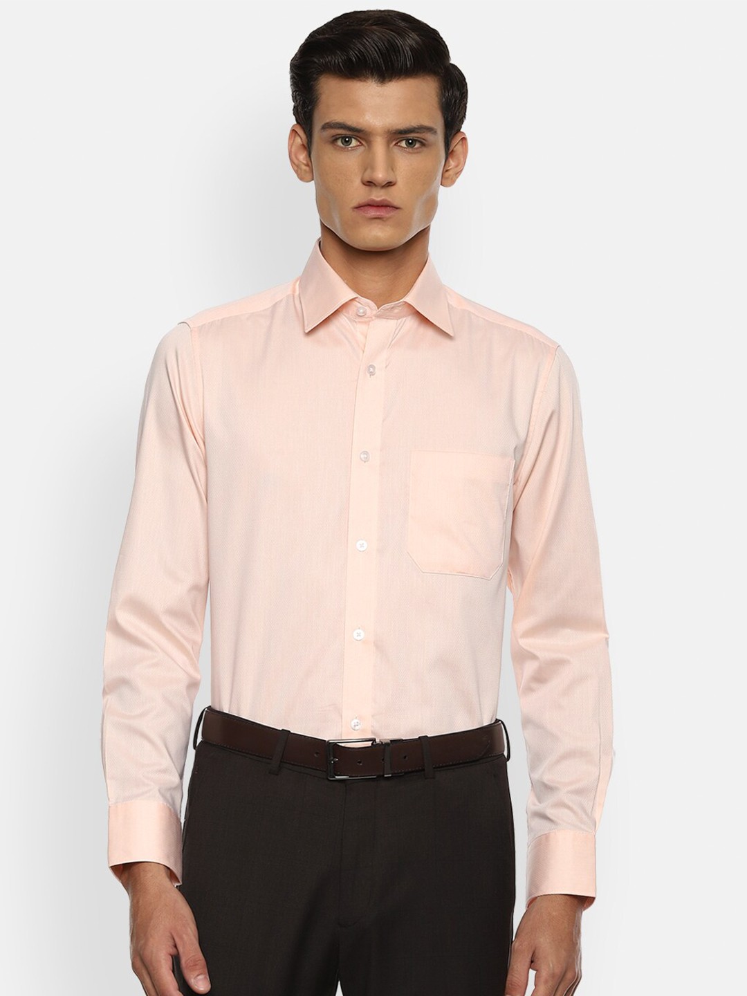 

Louis Philippe Men Orange Pure Cotton Opaque Formal Shirt