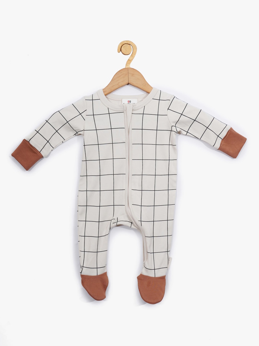 

Creative Kids Infants White Organic Cotton Checked Body Suits