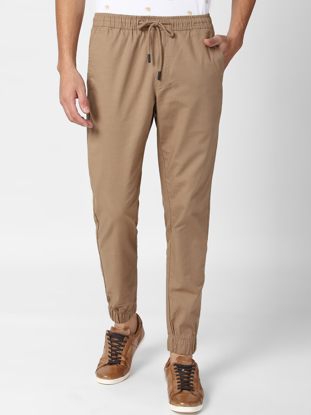 

Peter England Casuals Men Khaki Slim Fit Joggers Trousers