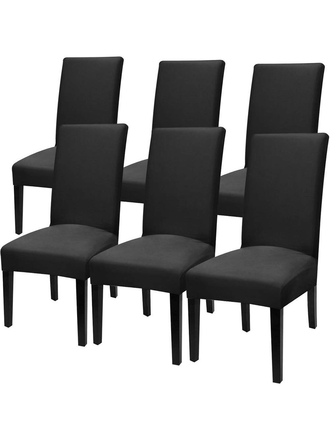 

HOUSE OF QUIRK Set Of 6 Black Solid Chair Covers