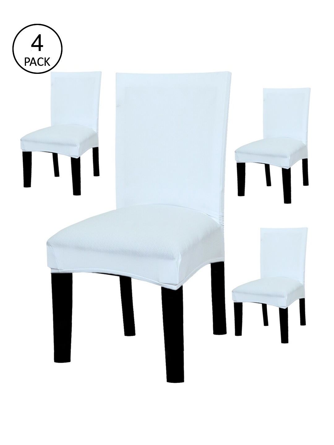 

HOUSE OF QUIRK Set Of 4 White Solid Seat Covers