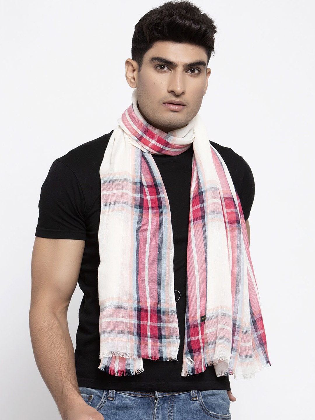 

Calvadoss Men White & Red Cotton Long Fit Mufflers