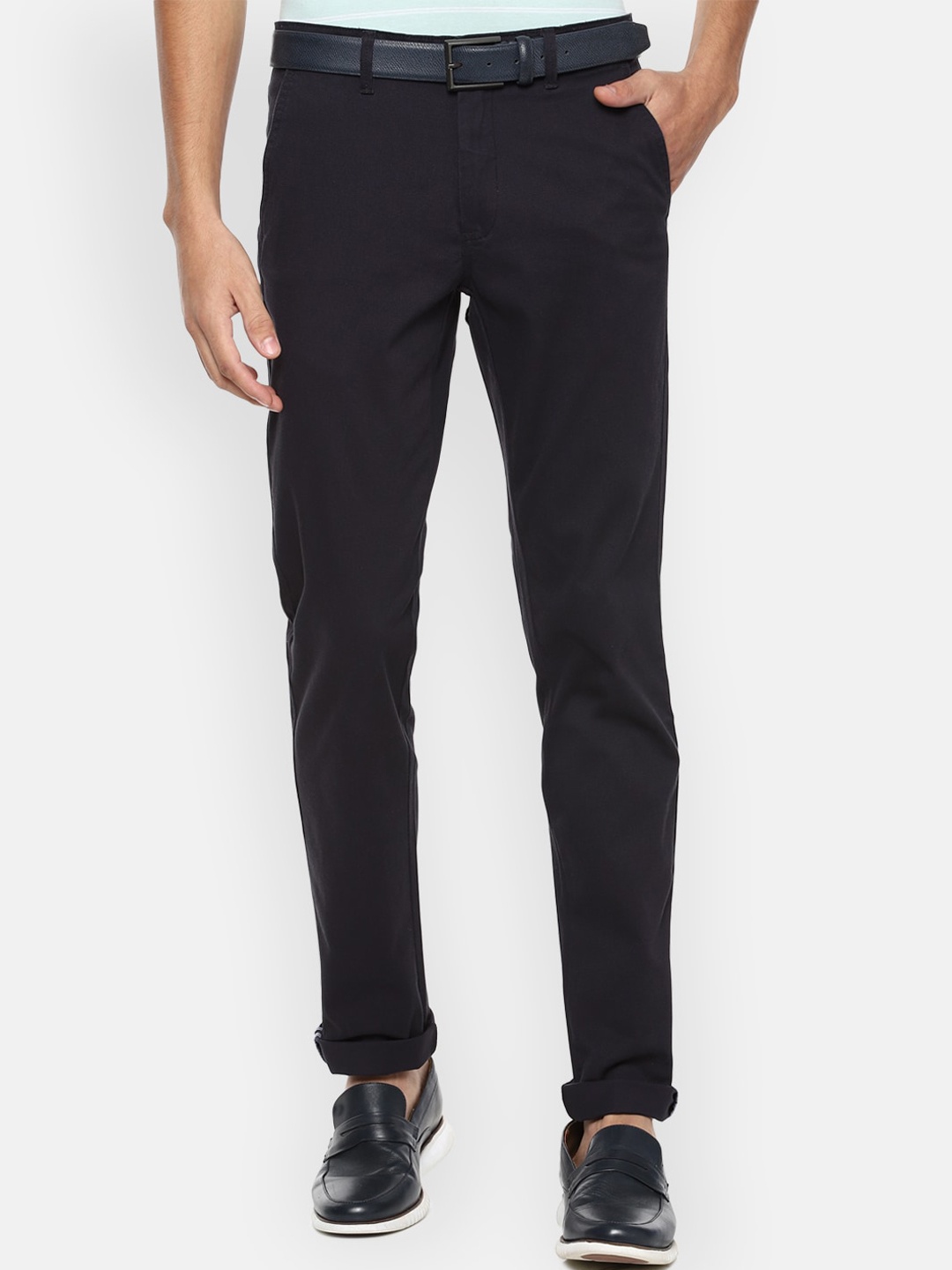 

Van Heusen Sport Men Black Textured Slim Fit Trousers