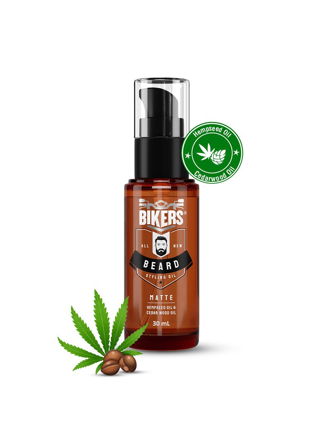 

BIKERS Beard Styling Oil Infused with Hempseed & Cedarwood Oil 30ml, Brown
