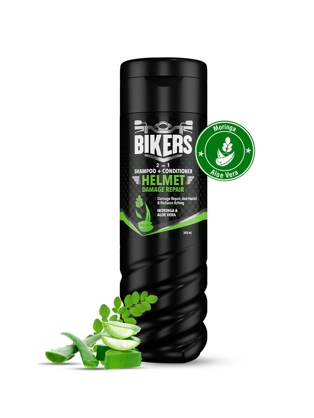 

BIKERS Helmet Damage Repair Anti Hairfall 2-in-1 Shampoo + Conditioner 340 ml, Black