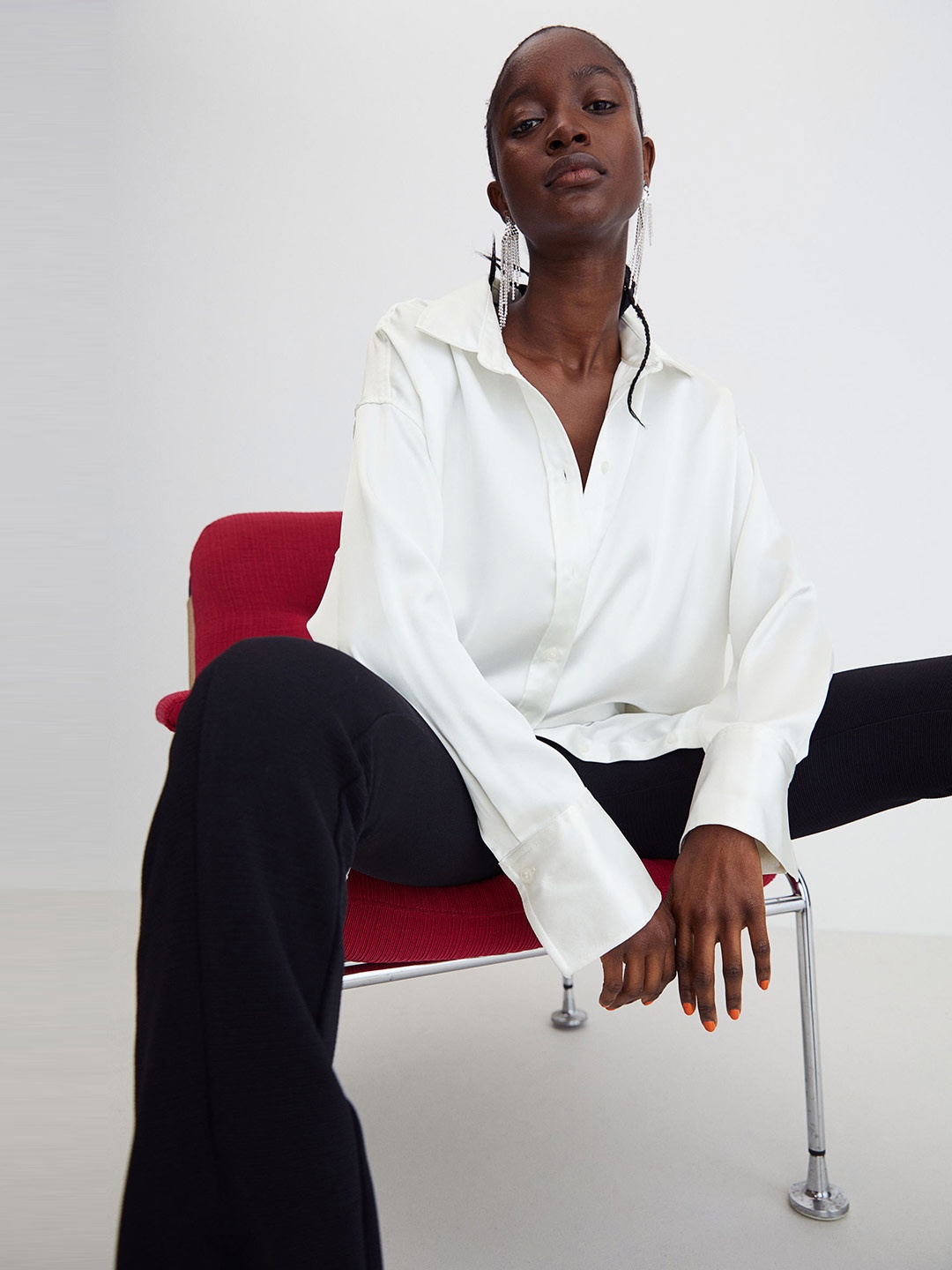 

H&M Women White Solid Wide Blouse, Off white