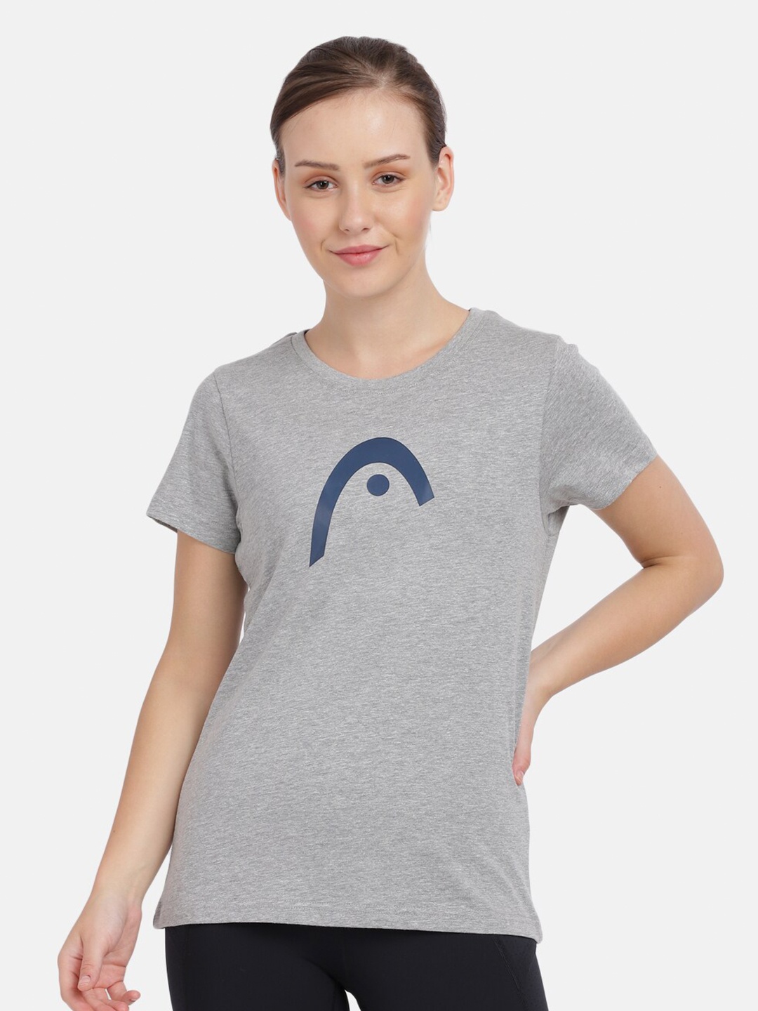 

Head Women Grey Typography Applique Slim Fit Outdoor T-shirt