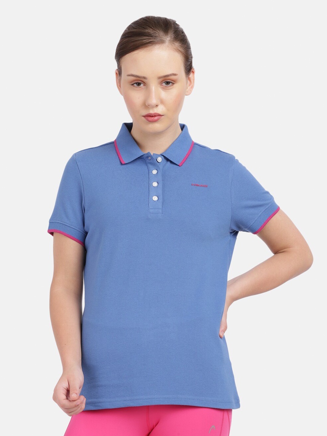 

Head Woman Blue Polo Collar Slim Fit Outdoor T-shirt
