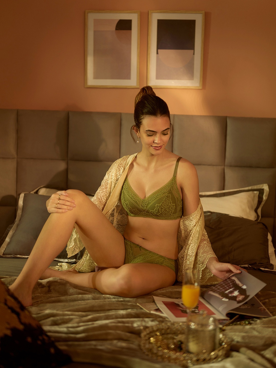 

Wacoal Women Olive Green Lace Bikini Briefs LCP258-OL