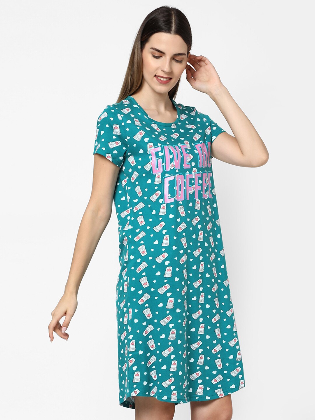 

evolove Green Printed Nightdress