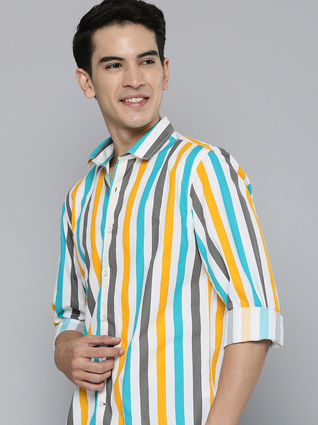 

Mast & Harbour Men Multicoloured Slim Fit Striped Casual Shirt, Multi