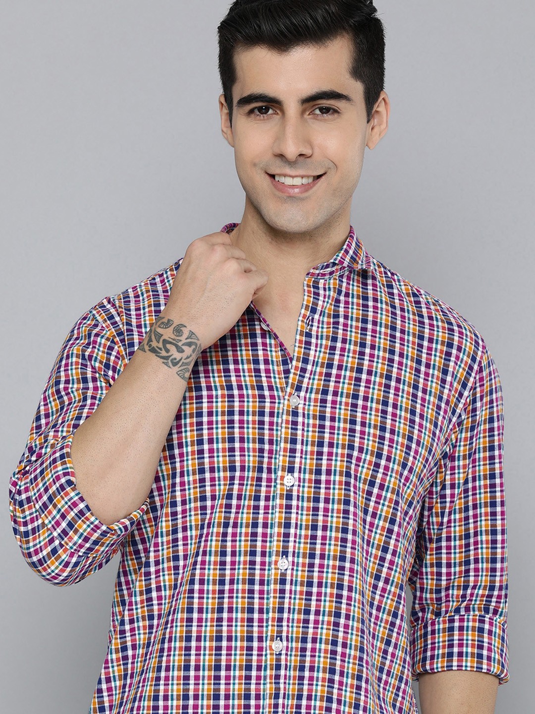 

Mast & Harbour Men Multicoloured Slim Fit Checked Pure Cotton Casual Shirt, Multi