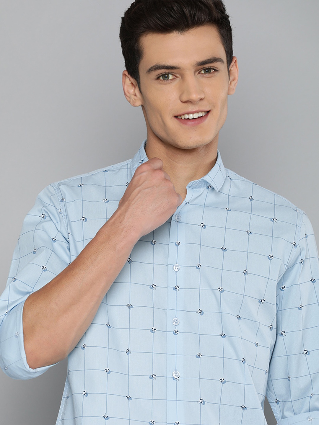 

Mast & Harbour Men Blue Grid Tattersall Checks Checked Casual Shirt