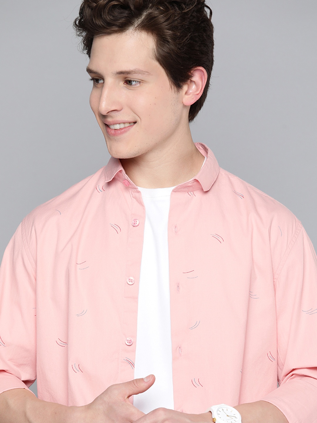 

Mast & Harbour Men Pink Pure Cotton Printed Casual Shirt