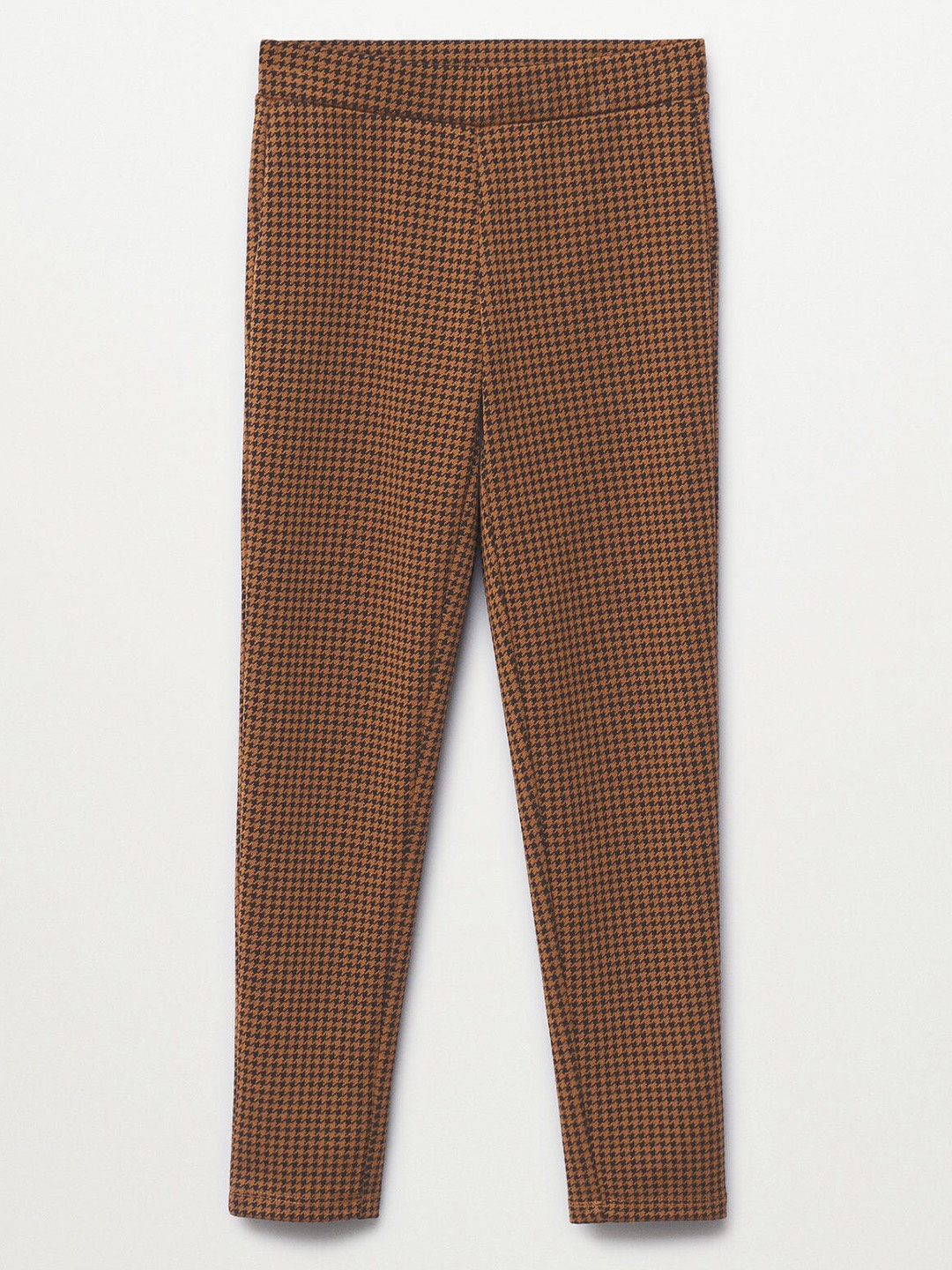 

Mango Kids Girls Camel Brown & Black Houndstooth Patterned Ankle Length Leggings