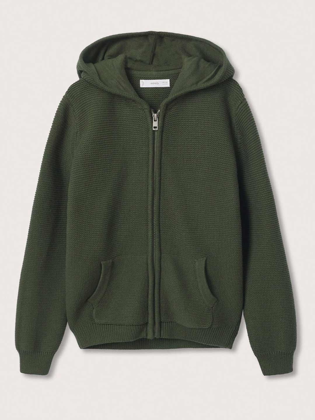 

Mango Kids Boys Olive Green Pure Cotton Solid Hooded Cardigan