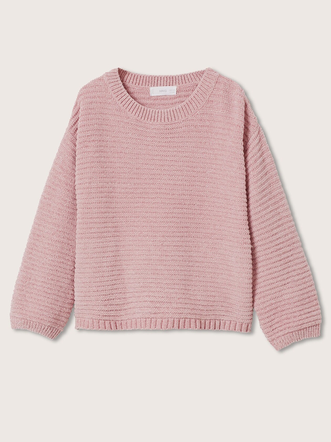 

Mango Kids Girls Peach-Coloured Self-Striped Pullover