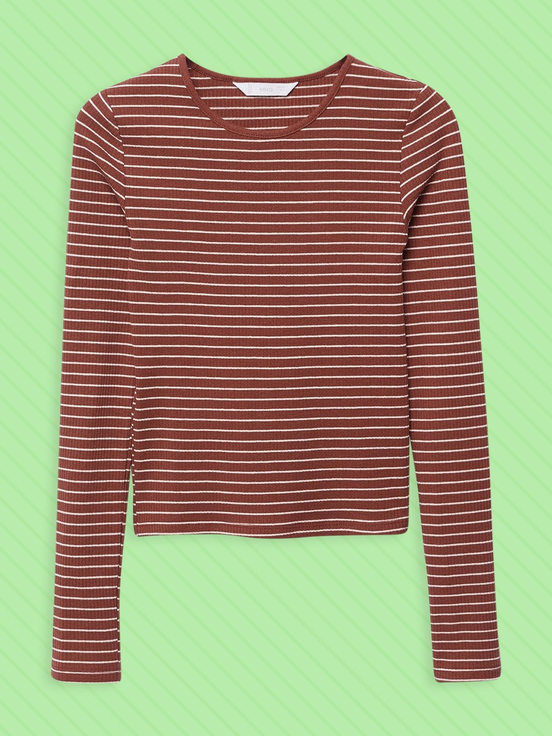 

Mango Kids Girls Brown & Off White Striped T-shirt