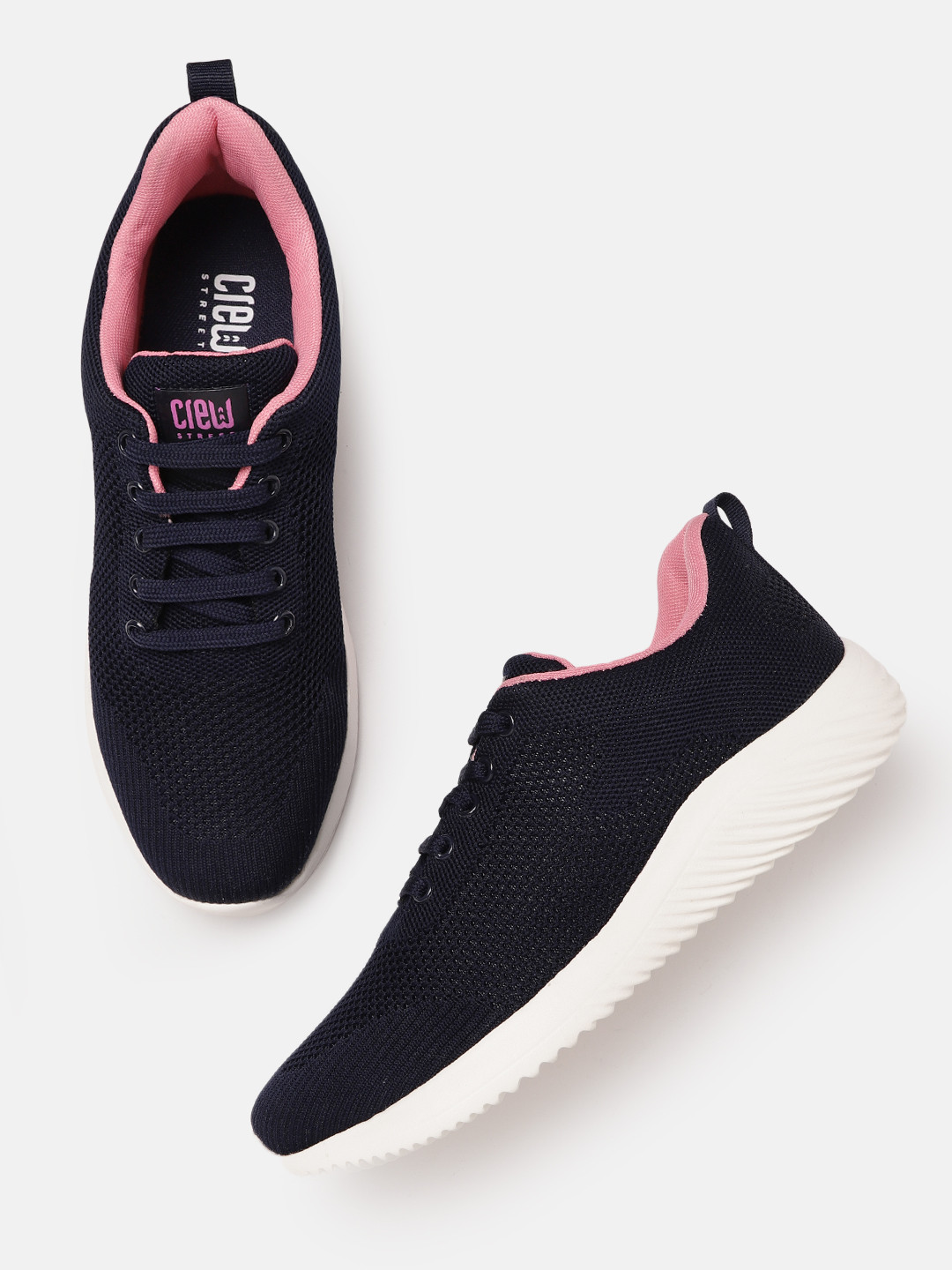 

Crew STREET Women Navy Blue Woven Design Sneakers