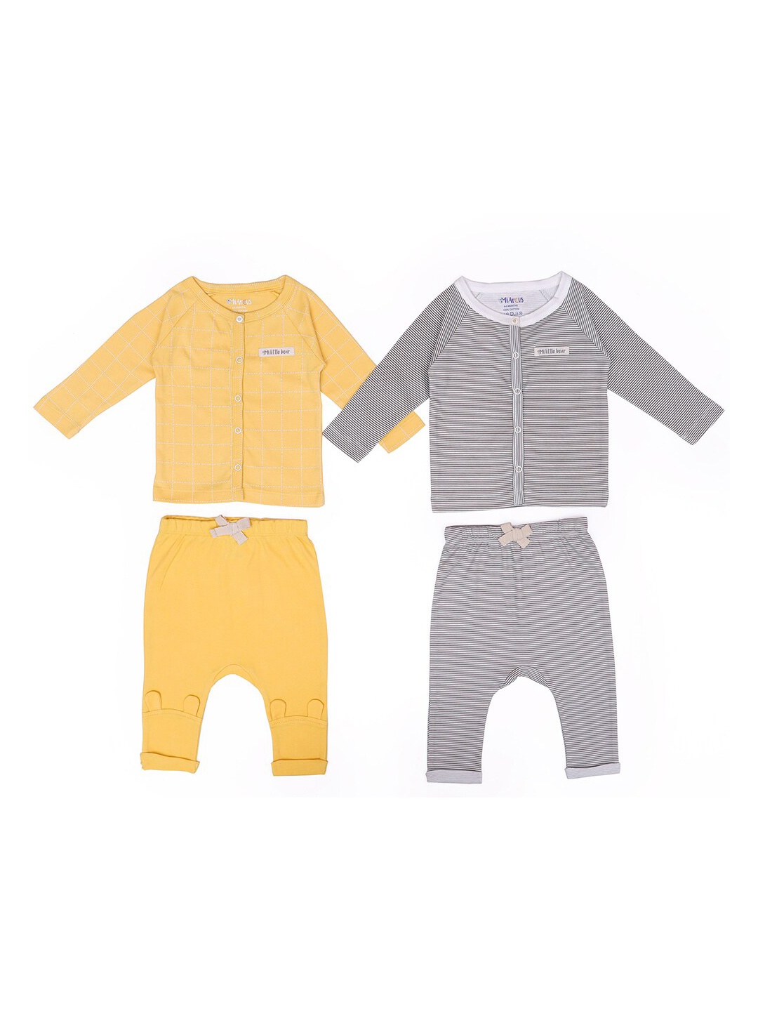 

MiArcus Kids Pack of 2 Yellow & Black Shirt with Pyjamas