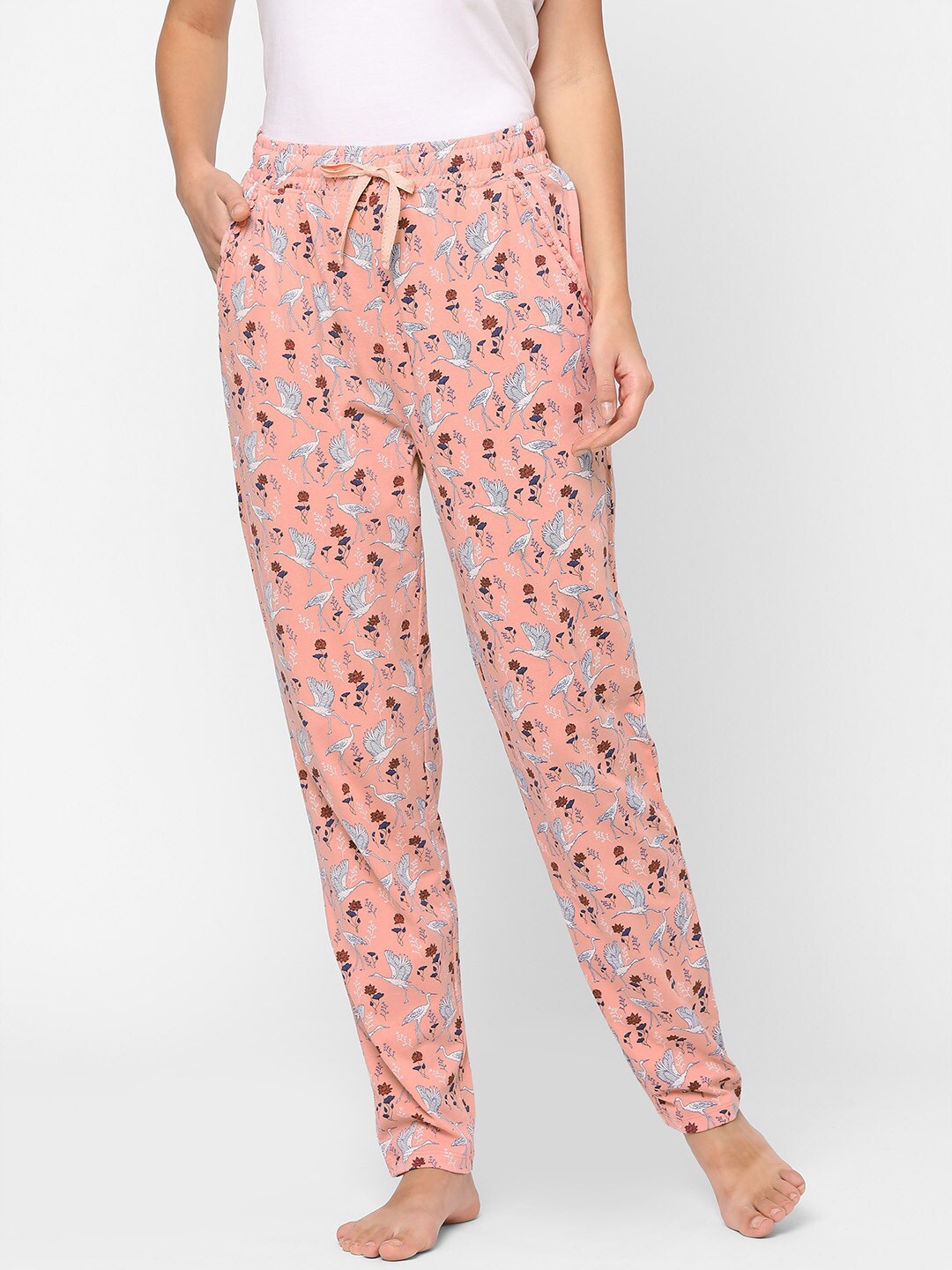 

Maysixty Women Peach Floral Print Lounge Pants